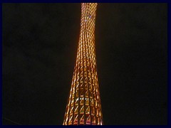 Canton Tower, Guangzhou's tallest structure (600m), changes colour frequently at night.